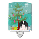 Merry Christmas Tree Pekingese Black White Ceramic Night Light Compact, UL-Certified, Ideal for Bedroom, Bathroom, Nursery, Hallway, Kitchen, 6x4x3, Multicolor