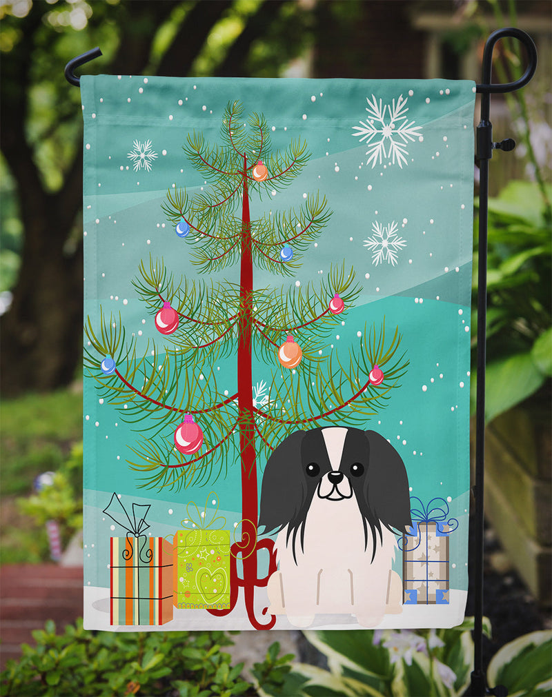 Merry Christmas Tree Pekingnese Black White Flag Garden Size BB4230GF