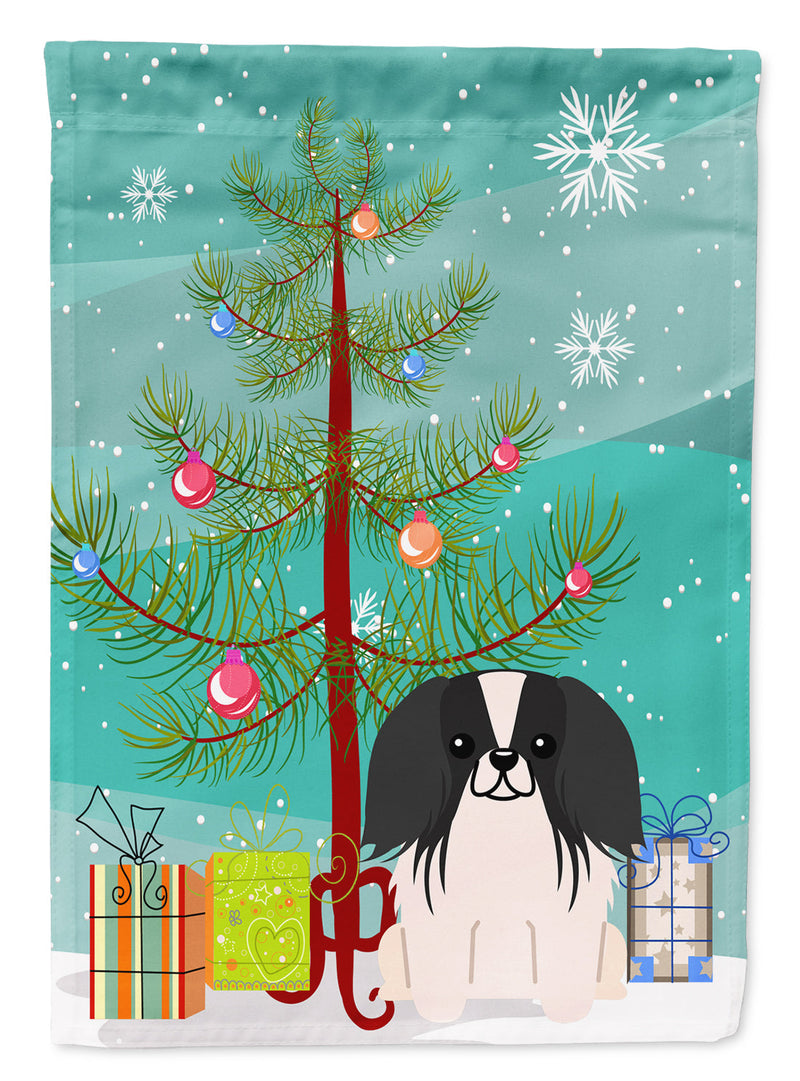 Merry Christmas Tree Pekingnese Black White Flag Garden Size BB4230GF