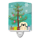 Merry Christmas Tree Pekingese Cream Ceramic Night Light Compact, UL-Certified, Ideal for Bedroom, Bathroom, Nursery, Hallway, Kitchen, 6x4x3, Multicolor