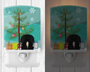 Merry Christmas Tree Pekingese Black Ceramic Night Light Compact, UL-Certified, Ideal for Bedroom, Bathroom, Nursery, Hallway, Kitchen, 6x4x3, Multicolor