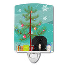 Merry Christmas Tree Pekingese Black Ceramic Night Light Compact, UL-Certified, Ideal for Bedroom, Bathroom, Nursery, Hallway, Kitchen, 6x4x3, Multicolor
