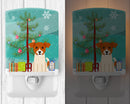 Merry Christmas Tree Jack Russell Terrier Ceramic Night Light Compact, UL-Certified, Ideal for Bedroom, Bathroom, Nursery, Hallway, Kitchen, 6x4x3, Multicolor