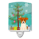 Merry Christmas Tree Jack Russell Terrier Ceramic Night Light Compact, UL-Certified, Ideal for Bedroom, Bathroom, Nursery, Hallway, Kitchen, 6x4x3, Multicolor