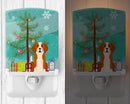 Merry Christmas Tree English Foxhound Ceramic Night Light Compact, UL-Certified, Ideal for Bedroom, Bathroom, Nursery, Hallway, Kitchen, 6x4x3, Multicolor