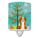 Merry Christmas Tree English Foxhound Ceramic Night Light Compact, UL-Certified, Ideal for Bedroom, Bathroom, Nursery, Hallway, Kitchen, 6x4x3, Multicolor