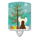 Merry Christmas Tree Chinese Crested Cream Ceramic Night Light Compact, UL-Certified, Ideal for Bedroom, Bathroom, Nursery, Hallway, Kitchen, 6x4x3, Multicolor