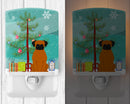 Merry Christmas Tree Fawn Boxer Ceramic Night Light Compact, UL-Certified, Ideal for Bedroom, Bathroom, Nursery, Hallway, Kitchen, 6x4x3, Multicolor