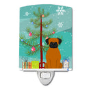 Merry Christmas Tree Fawn Boxer Ceramic Night Light Compact, UL-Certified, Ideal for Bedroom, Bathroom, Nursery, Hallway, Kitchen, 6x4x3, Multicolor