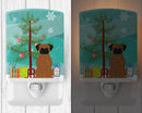 Merry Christmas Tree Brindle Boxer Ceramic Night Light Compact, UL-Certified, Ideal for Bedroom, Bathroom, Nursery, Hallway, Kitchen, 6x4x3, Multicolor