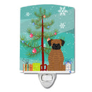 Merry Christmas Tree Brindle Boxer Ceramic Night Light Compact, UL-Certified, Ideal for Bedroom, Bathroom, Nursery, Hallway, Kitchen, 6x4x3, Multicolor