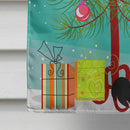 Merry Christmas Tree Border Collie Black White House Flag 28x40 Porch Sleeve Pole Decorative Outside Yard Banner Artwork Wall Hanging, Polyester