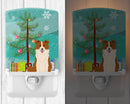 Merry Christmas Tree Border Collie Red White Ceramic Night Light Compact, UL-Certified, Ideal for Bedroom, Bathroom, Nursery, Hallway, Kitchen, 6x4x3, Multicolor