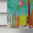Merry Christmas Tree English Bulldog Red White House Flag 28x40 Porch Sleeve Pole Decorative Outside Yard Banner Artwork Wall Hanging, Polyester