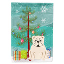 Merry Christmas Tree English Bulldog White House Flag 28x40 Porch Sleeve Pole Decorative Outside Yard Banner Artwork Wall Hanging, Polyester