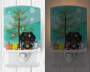 Merry Christmas Tree Wire Haired Dachshund Dapple Ceramic Night Light Compact, UL-Certified, Ideal for Bedroom, Bathroom, Nursery, Hallway, Kitchen, 6x4x3, Multicolor