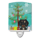 Merry Christmas Tree Wire Haired Dachshund Dapple Ceramic Night Light Compact, UL-Certified, Ideal for Bedroom, Bathroom, Nursery, Hallway, Kitchen, 6x4x3, Multicolor