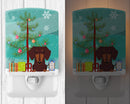 Merry Christmas Tree Dachshund Chocolate Ceramic Night Light Compact, UL-Certified, Ideal for Bedroom, Bathroom, Nursery, Hallway, Kitchen, 6x4x3, Multicolor