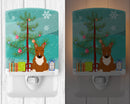 Merry Christmas Tree Bull Terrier Red Ceramic Night Light Compact, UL-Certified, Ideal for Bedroom, Bathroom, Nursery, Hallway, Kitchen, 6x4x3, Multicolor