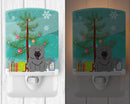 Merry Christmas Tree Chow Chow Blue Ceramic Night Light Compact, UL-Certified, Ideal for Bedroom, Bathroom, Nursery, Hallway, Kitchen, 6x4x3, Multicolor