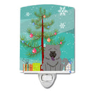 Merry Christmas Tree Chow Chow Blue Ceramic Night Light Compact, UL-Certified, Ideal for Bedroom, Bathroom, Nursery, Hallway, Kitchen, 6x4x3, Multicolor