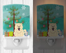 Merry Christmas Tree Chow Chow White Ceramic Night Light Compact, UL-Certified, Ideal for Bedroom, Bathroom, Nursery, Hallway, Kitchen, 6x4x3, Multicolor