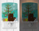 Merry Christmas Tree Chow Chow Chocolate Ceramic Night Light Compact, UL-Certified, Ideal for Bedroom, Bathroom, Nursery, Hallway, Kitchen, 6x4x3, Multicolor