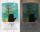 Merry Christmas Tree Chow Chow Black Ceramic Night Light Compact, UL-Certified, Ideal for Bedroom, Bathroom, Nursery, Hallway, Kitchen, 6x4x3, Multicolor