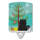 Merry Christmas Tree Chow Chow Black Ceramic Night Light Compact, UL-Certified, Ideal for Bedroom, Bathroom, Nursery, Hallway, Kitchen, 6x4x3, Multicolor
