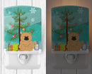 Merry Christmas Tree Chow Chow Cream Ceramic Night Light Compact, UL-Certified, Ideal for Bedroom, Bathroom, Nursery, Hallway, Kitchen, 6x4x3, Multicolor