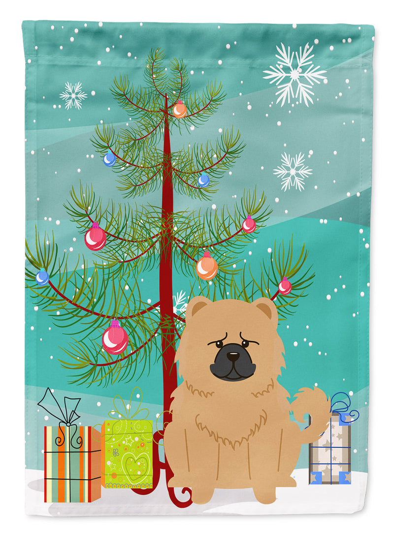 Merry Christmas Tree Chow Chow Cream Flag Garden Size BB4269GF