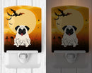 Halloween Pug Cream Ceramic Night Light Compact, UL-Certified, Ideal for Bedroom, Bathroom, Nursery, Hallway, Kitchen, 6x4x3, Multicolor