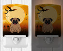 Halloween Pug Brown Ceramic Night Light Compact, UL-Certified, Ideal for Bedroom, Bathroom, Nursery, Hallway, Kitchen, 6x4x3, Multicolor