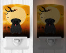 Halloween Pug Black Ceramic Night Light Compact, UL-Certified, Ideal for Bedroom, Bathroom, Nursery, Hallway, Kitchen, 6x4x3, Multicolor