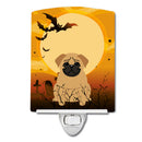Halloween Pug Brown Ceramic Night Light Compact, UL-Certified, Ideal for Bedroom, Bathroom, Nursery, Hallway, Kitchen, 6x4x3, Multicolor