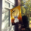 Halloween French Bulldog Piebald House Flag 28x40 Porch Sleeve Pole Decorative Outside Yard Banner Artwork Wall Hanging, Polyester