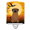 Halloween Mastiff Brindle Ceramic Night Light Compact, UL-Certified, Ideal for Bedroom, Bathroom, Nursery, Hallway, Kitchen, 6x4x3, Multicolor
