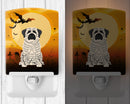 Halloween Mastiff Brindle White Ceramic Night Light Compact, UL-Certified, Ideal for Bedroom, Bathroom, Nursery, Hallway, Kitchen, 6x4x3, Multicolor