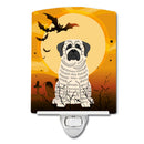 Halloween Mastiff Brindle White Ceramic Night Light Compact, UL-Certified, Ideal for Bedroom, Bathroom, Nursery, Hallway, Kitchen, 6x4x3, Multicolor