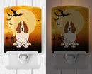 Halloween Basset Hound Ceramic Night Light Compact, UL-Certified, Ideal for Bedroom, Bathroom, Nursery, Hallway, Kitchen, 6x4x3, Multicolor