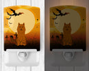 Halloween Karelian Bear Dog Ceramic Night Light Compact, UL-Certified, Ideal for Bedroom, Bathroom, Nursery, Hallway, Kitchen, 6x4x3, Multicolor
