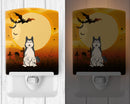 Halloween West Siberian Laika Spitz Ceramic Night Light Compact, UL-Certified, Ideal for Bedroom, Bathroom, Nursery, Hallway, Kitchen, 6x4x3, Multicolor