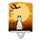 Halloween West Siberian Laika Spitz Ceramic Night Light Compact, UL-Certified, Ideal for Bedroom, Bathroom, Nursery, Hallway, Kitchen, 6x4x3, Multicolor