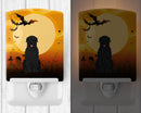 Halloween Black Russian Terrier Ceramic Night Light Compact, UL-Certified, Ideal for Bedroom, Bathroom, Nursery, Hallway, Kitchen, 6x4x3, Multicolor