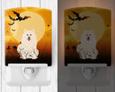 Halloween Samoyed Ceramic Night Light Compact, UL-Certified, Ideal for Bedroom, Bathroom, Nursery, Hallway, Kitchen, 6x4x3, Multicolor