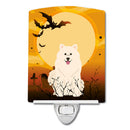 Halloween Samoyed Ceramic Night Light Compact, UL-Certified, Ideal for Bedroom, Bathroom, Nursery, Hallway, Kitchen, 6x4x3, Multicolor