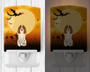 Halloween Russian Spaniel Ceramic Night Light Compact, UL-Certified, Ideal for Bedroom, Bathroom, Nursery, Hallway, Kitchen, 6x4x3, Multicolor