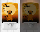 Halloween Border Terrier Ceramic Night Light Compact, UL-Certified, Ideal for Bedroom, Bathroom, Nursery, Hallway, Kitchen, 6x4x3, Multicolor