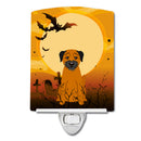 Halloween Border Terrier Ceramic Night Light Compact, UL-Certified, Ideal for Bedroom, Bathroom, Nursery, Hallway, Kitchen, 6x4x3, Multicolor