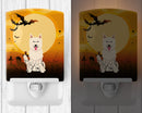 Halloween White German Shepherd Ceramic Night Light Compact, UL-Certified, Ideal for Bedroom, Bathroom, Nursery, Hallway, Kitchen, 6x4x3, Multicolor